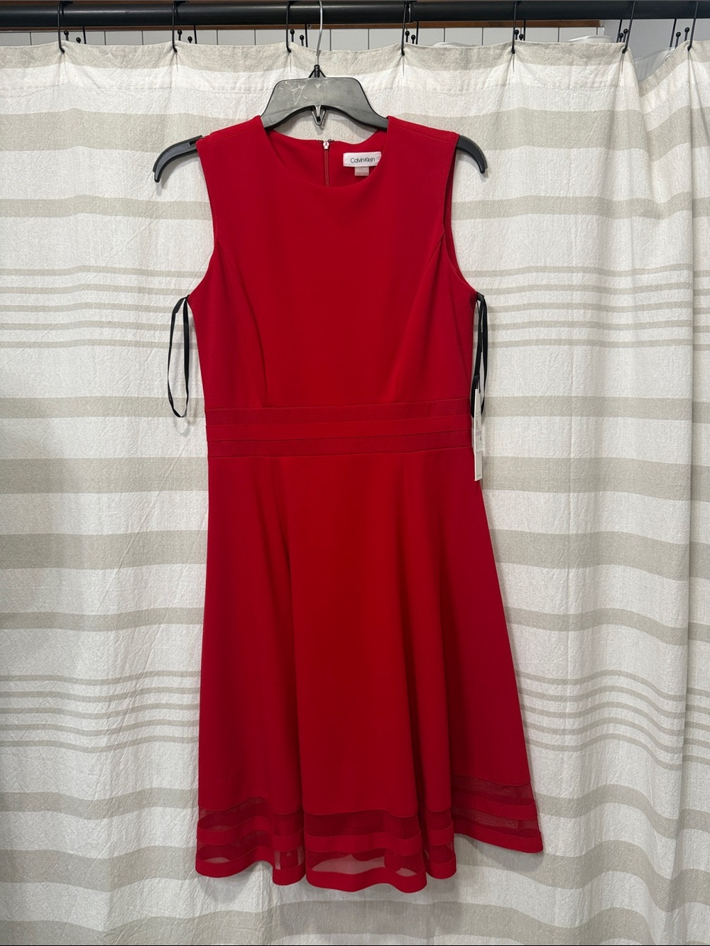 Calvin Klein Red Sleeveless Midi A-Line Dress